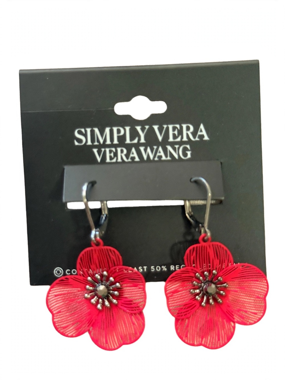 Simply Vera Vera Wang Bright Red Floral Drop Earrings